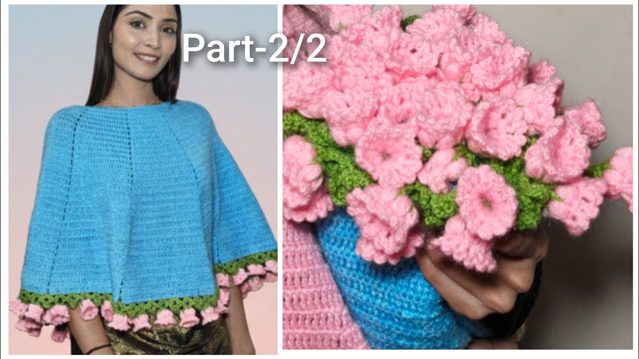 Crochet Lily Flower Bouquet Poncho Part-2/2 (Eng.Sub)