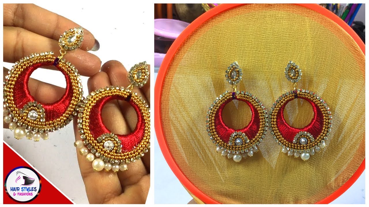 How To Make SilkThread Chandbali Pearl Earrings | Chandbali Earrings | Hairstyles And Fashions