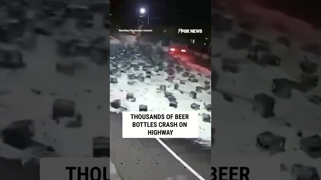 THOUSANDS of beer bottles CRASH on highway #foxnews #news #us #fox