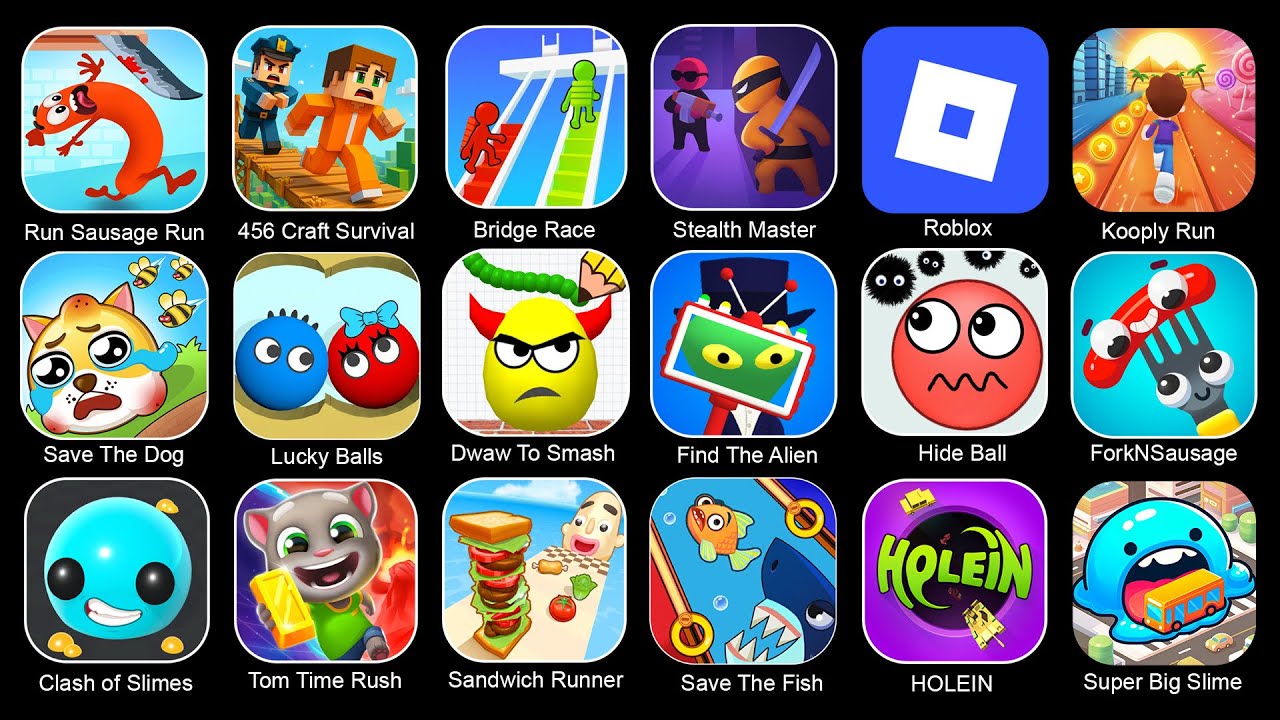 Stealth Master, Find The Alien,Draw To Smash,Tom Time Rush,456 Craft Survival,Hide Ball,Lucky Balls