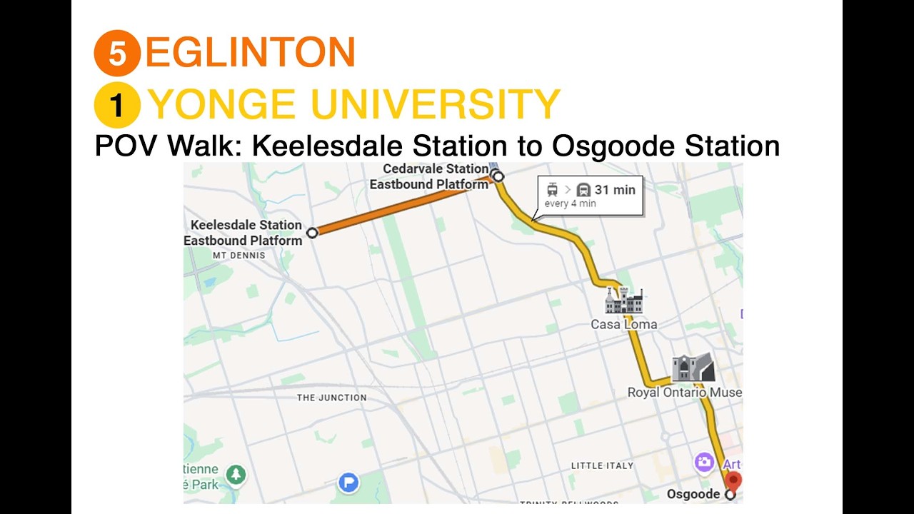 TTC POV Walk: Keelesdale Station to Osgoode Station via Cedarvale Station (4K 60 FPS)