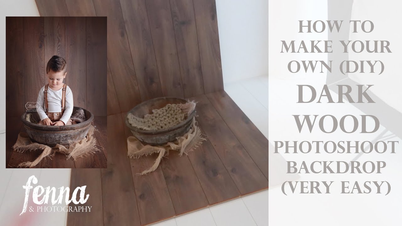Как сделать простой фон для фотосессии из темного дерева для новорожденного с няней