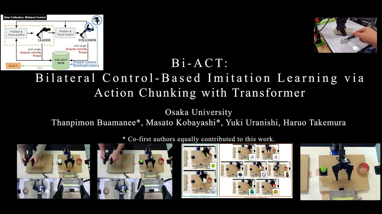 Bi-ACT: Bilateral Control-Based Imitation Learning via Action Chunking with Transformer