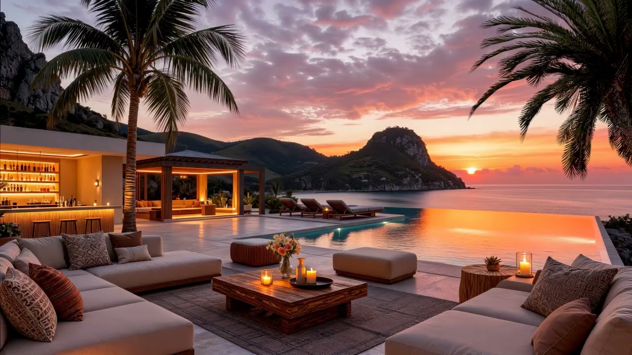 Smooth Jazz with Gentle Ocean Waves – Calm Sunset Music to Relieve Stress