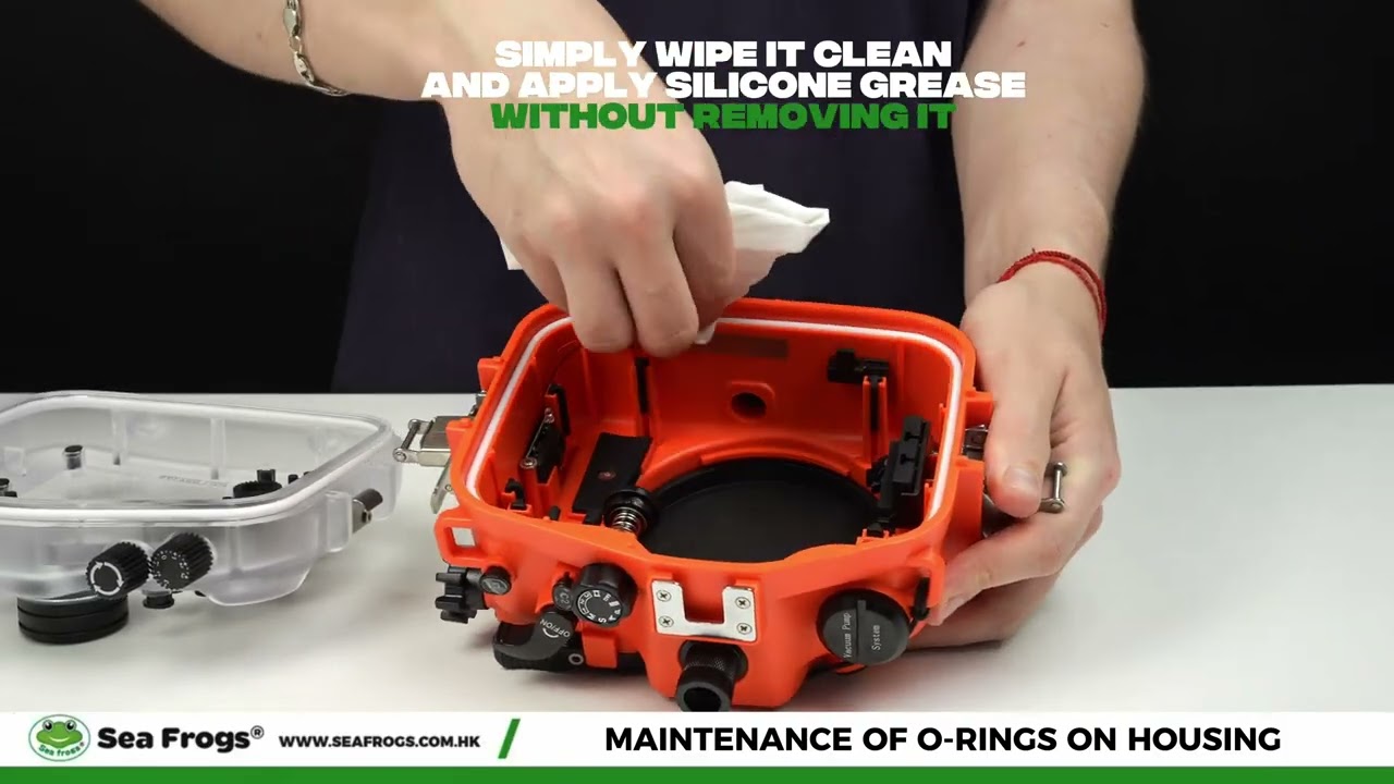 How to Maintain Back Plate and Housing Body O-Rings on SeaFrogs Salted Line Water Housings.