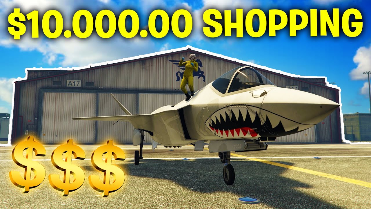 GTA ONLINE - 10 MILJONER SHOPPING SPREE! KÖPER F-160 RAIJU JET & HANGAR!