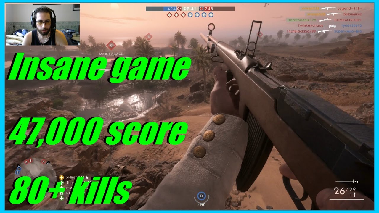 Battlefield 1 - Crazy score game! 47,000 score (conquest) 80+ kills! | Selbstlader optical!