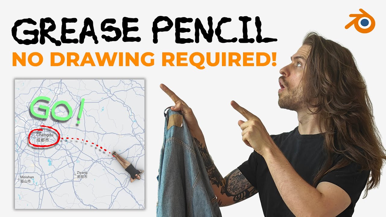 Grease Pencil Map Animation + Video Graphics in Blender
