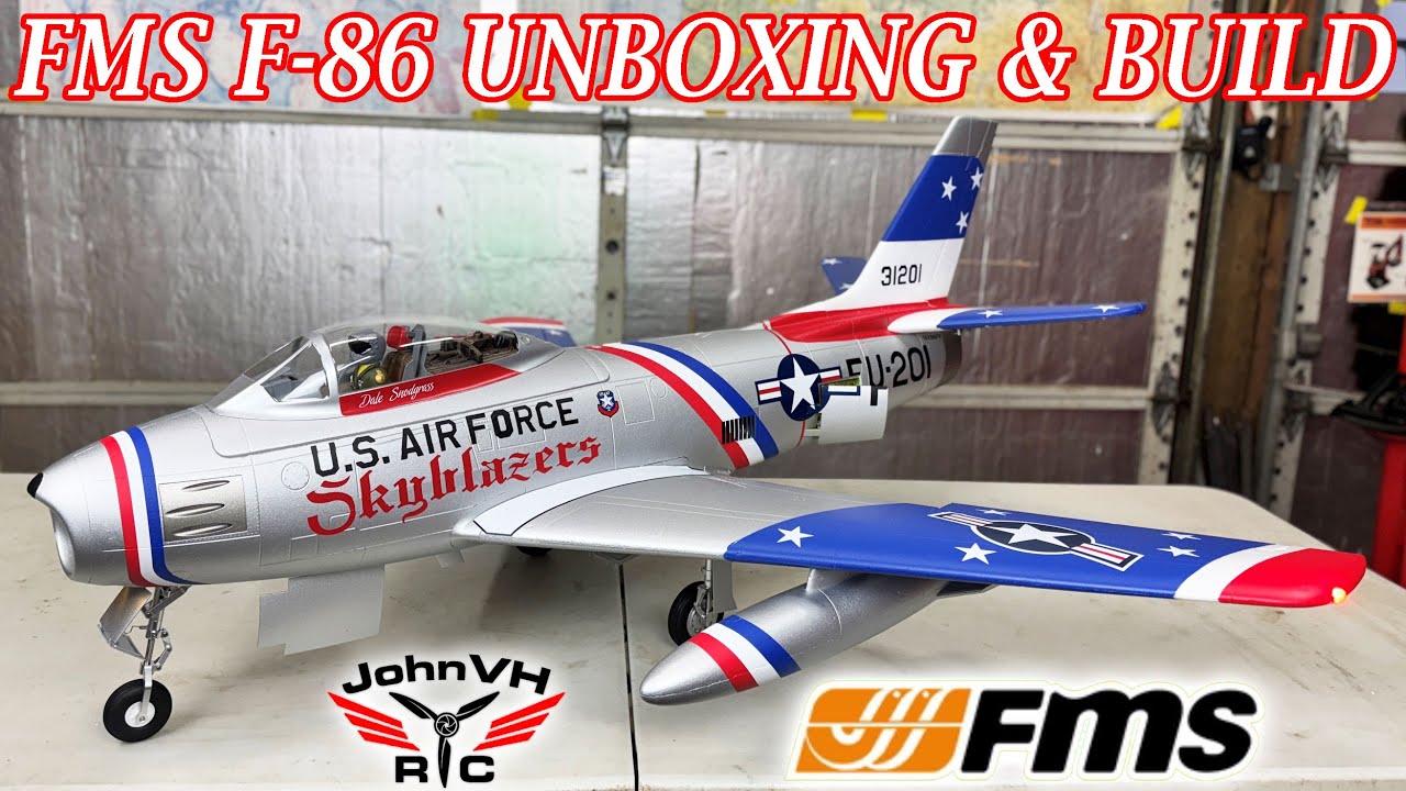 Обзор и распаковка реактивного самолета FMS EDF Jet 80mm F-86 Sabre @fmsmodelRC