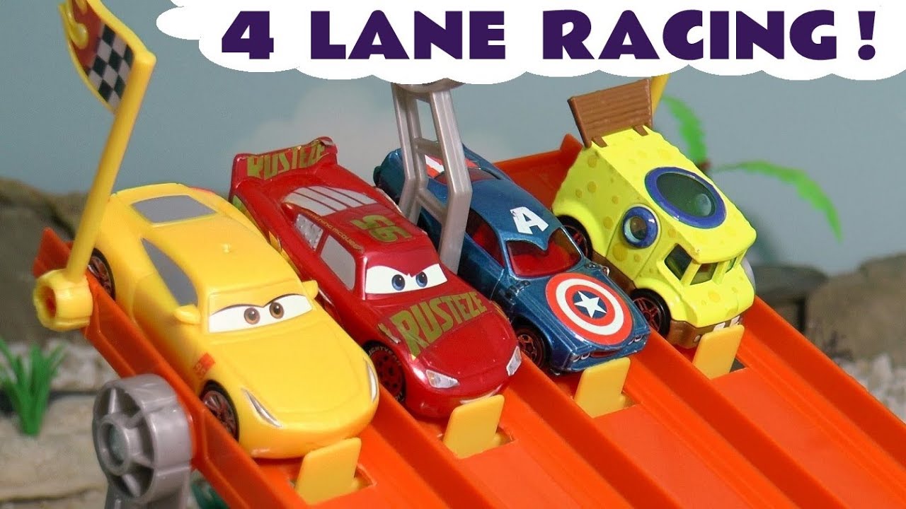 Cars Lightning McQueen 4 Lane Racing with Toy Cars