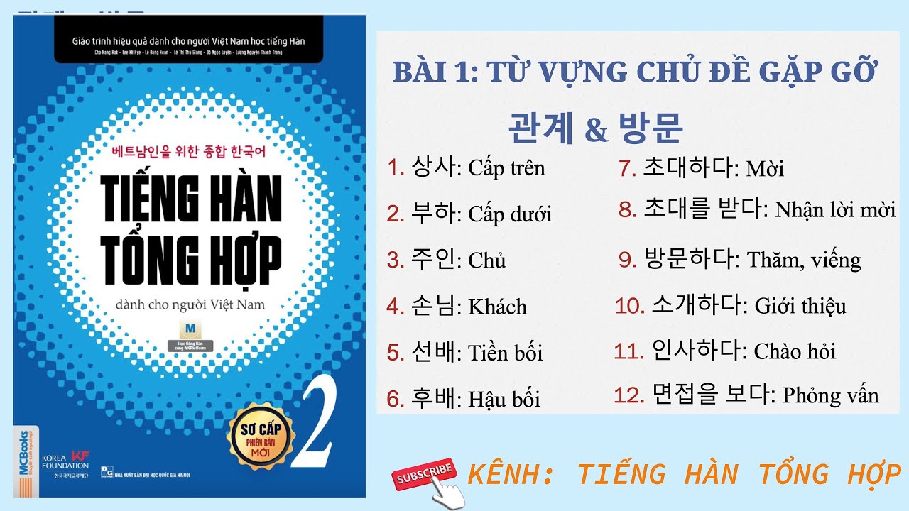 Tiếng Hàn Tổng Hợp Sơ Cấp 2 - Từ Vựng BÀI 1: 만남 - GẶP GỠ