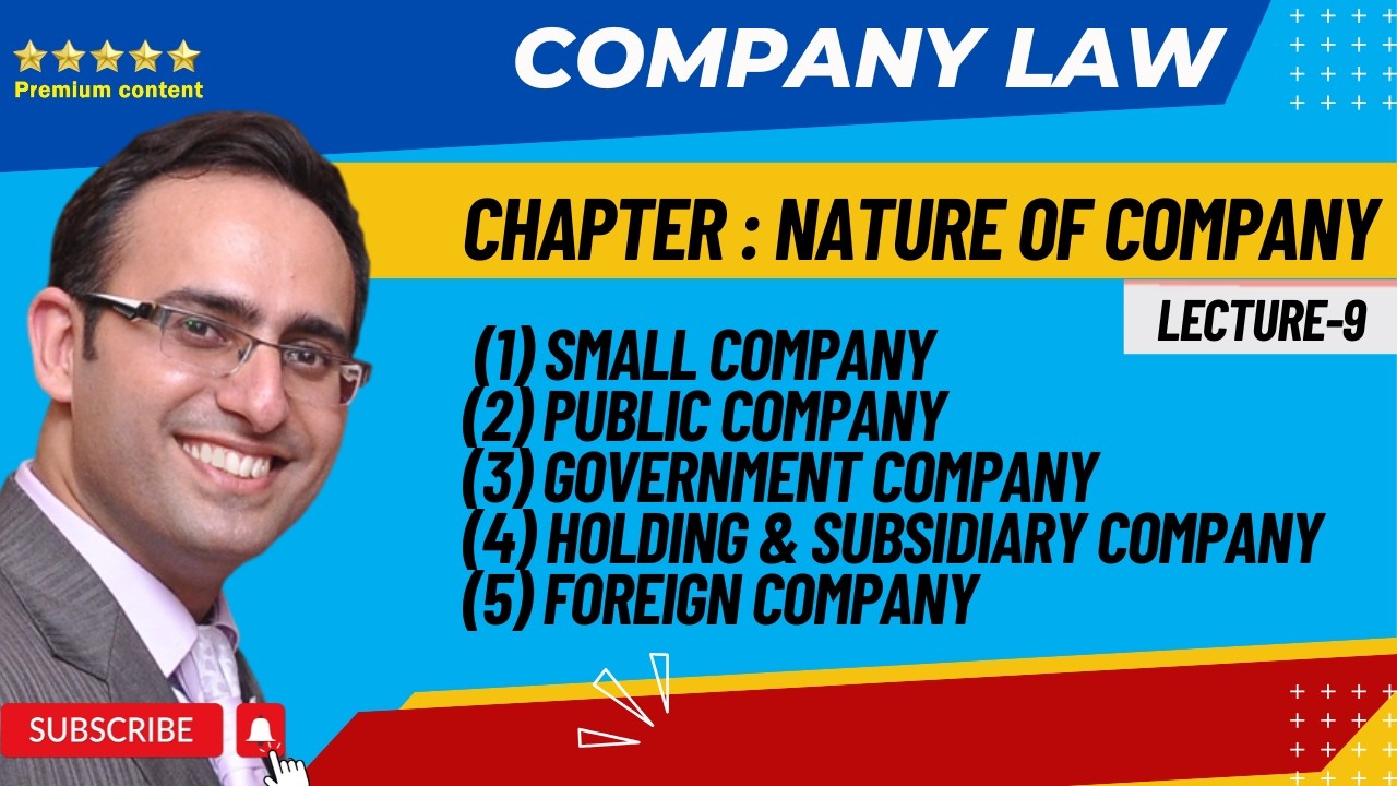 Lecture 9 Company Law Small Co Public Company, Government Co, Holding & Subsidiary Co,  Foreign Co.
