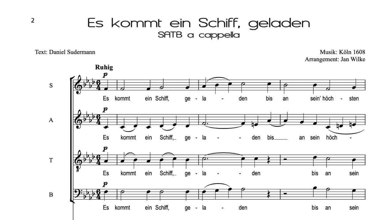 Es kommt ein Schiff, geladen - Jan Wilke (score video)