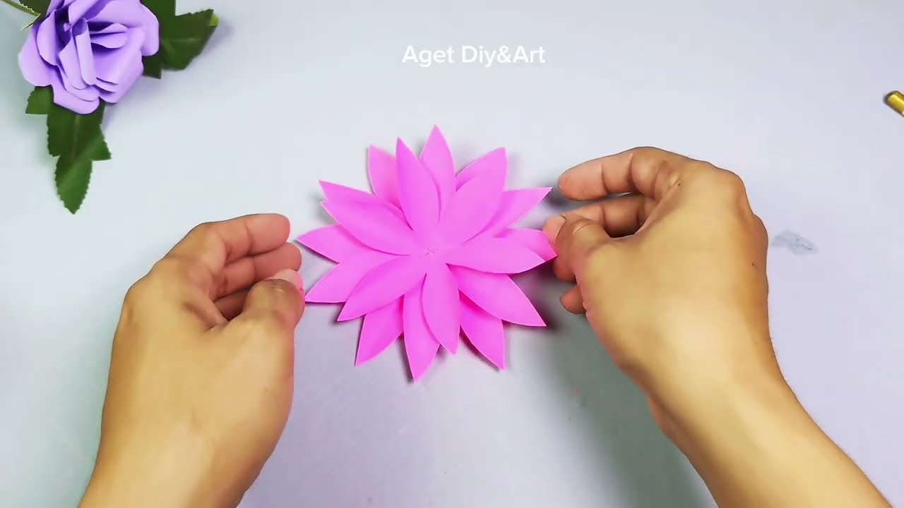 DIY Bunga Kertas Pink yang Super Cantik | Easy Paper Flower Craft
