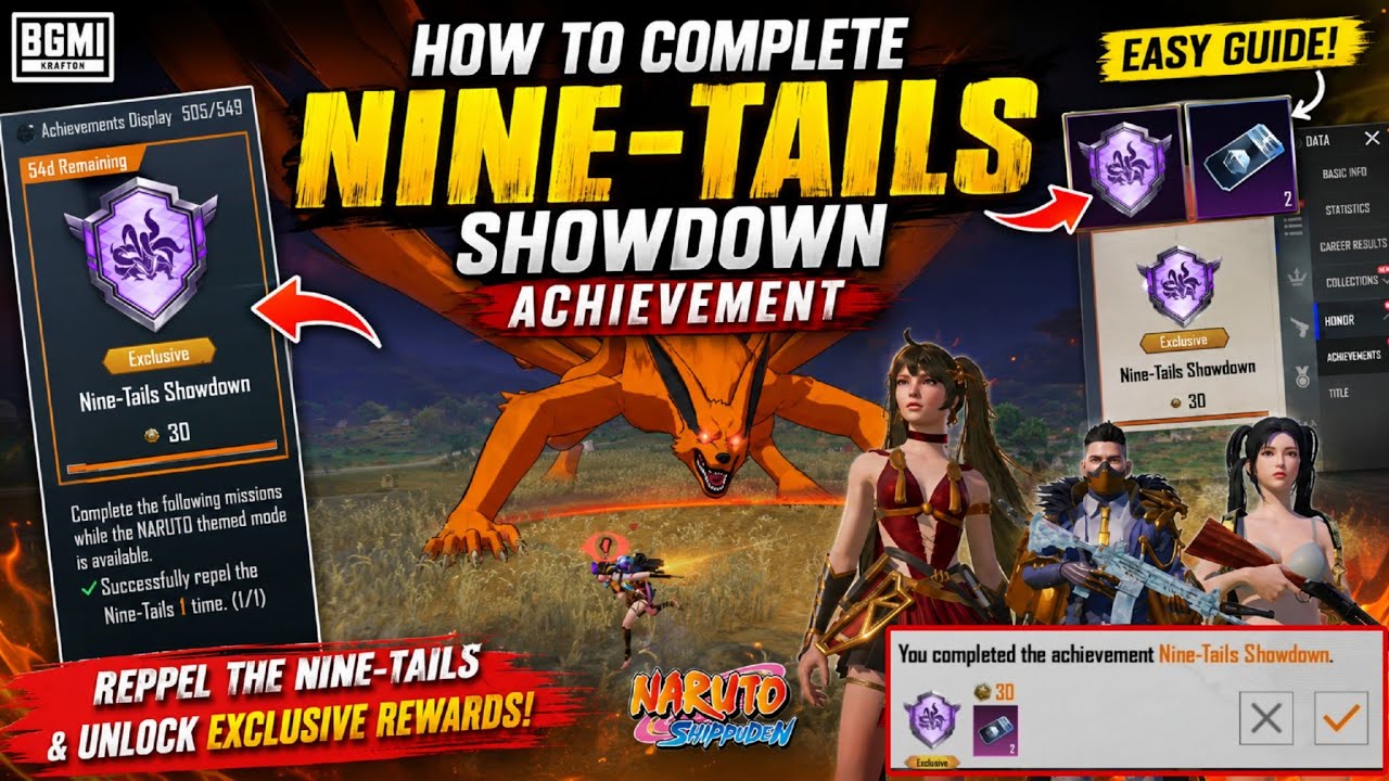 How To Complete Nine Tails Showdown  Achievement ✅ Nine Tails Showdown Achievement Bgmi & Pubg