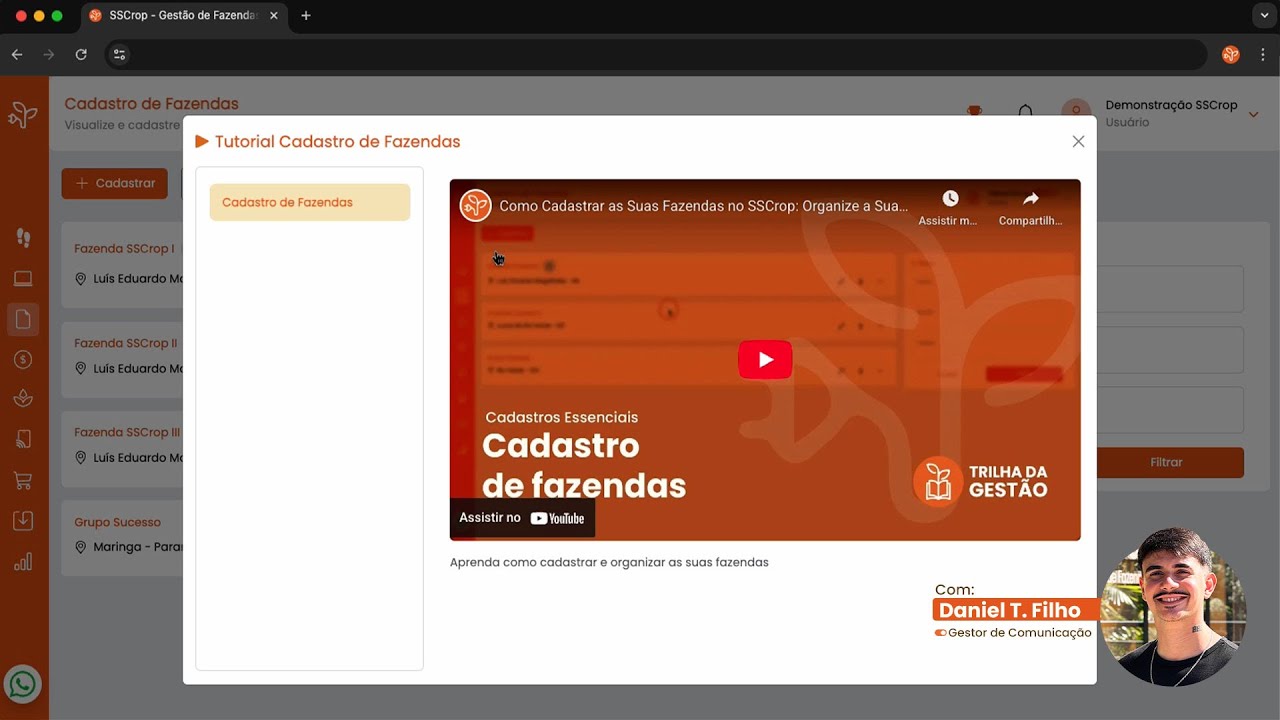Tutoriais no SSCrop: Vídeoaulas nos Módulos para Ajudar no Dia a Dia 🌱🔌