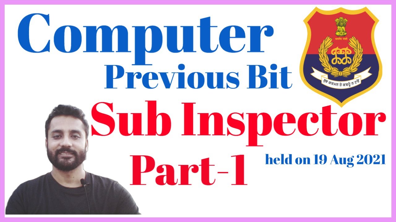 Part-1 Punjab Police Sub Inspector 2021 Computer Questions