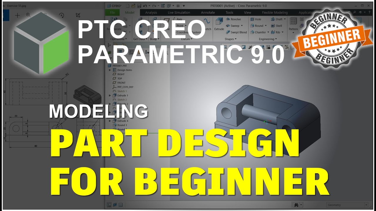 PTC Creo Parametric 9.0 Part Design Tutorial For Beginner