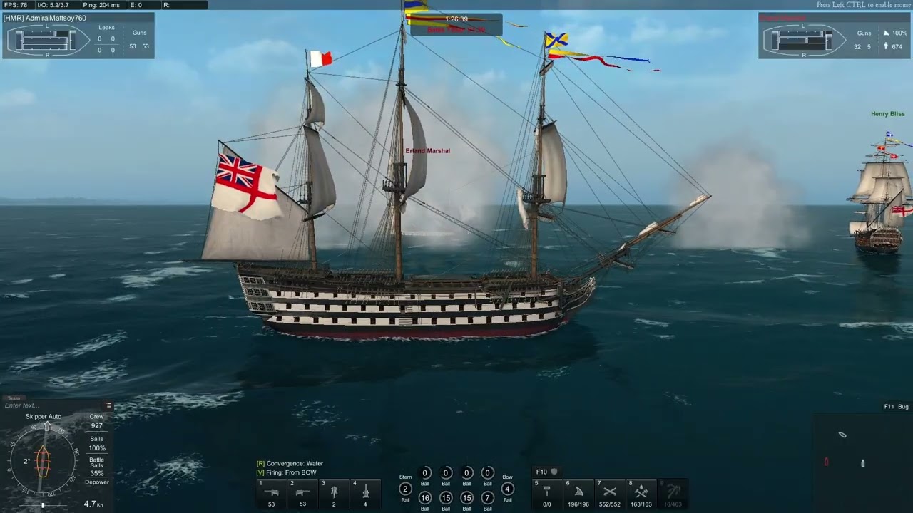 HMS Victory and Christian VII taking on a Pirate Wasa!!! Naval Action PvE