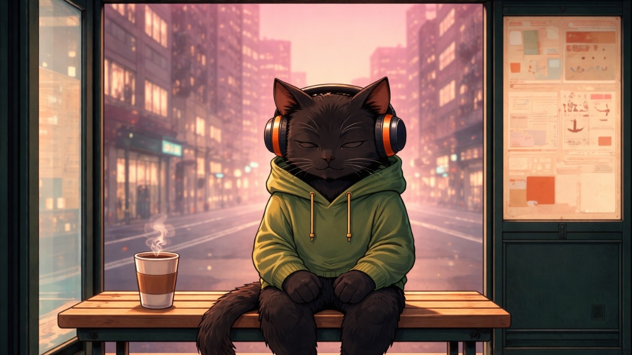 Chill Lofi Cat ☕ 🚌 Lofi Deep Focus ~ Study Work Commute