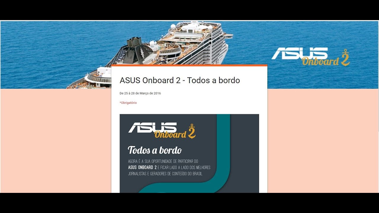 #CHEGAMAIS8 - Asus Onbord 2 - O que voc&ecirc; faria no navio da Asus?
