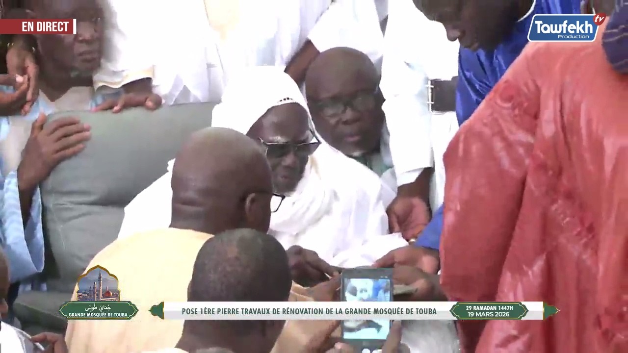 🔴En Direct Pose 1ère pierre travaux de Rénovation Grande Mosquée de Touba par Se Mountakha Mbacke