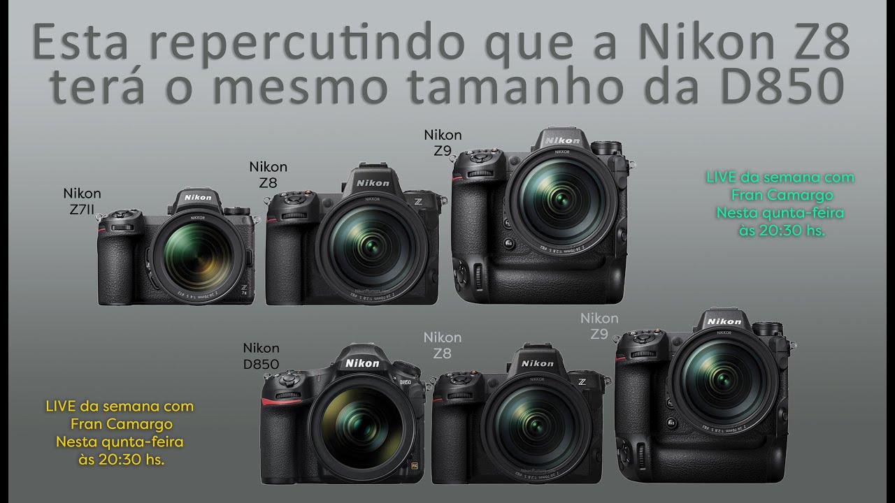 Nikon Z8 terá um tamanho igual da D850