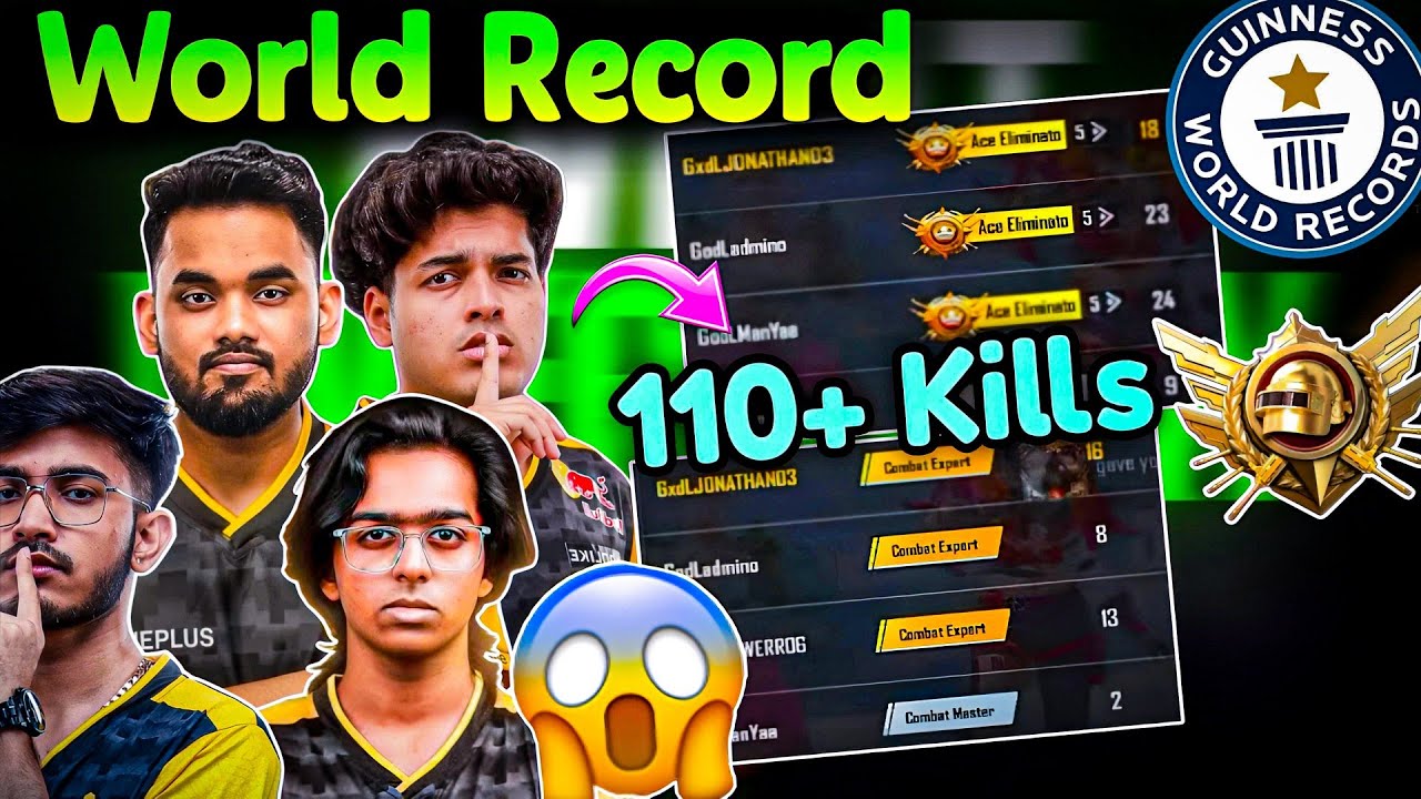 🇮🇳GodLike New Lineup World Record😱 110+ Kills🥵 Jonathan H*ker Parachute Knock🪂