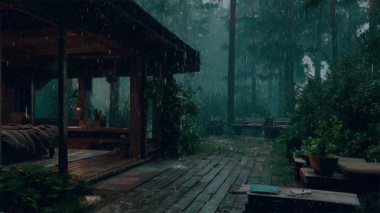 Deep Mountain Cabin Rain ASMR 🌙 (No Ads) | Dark Ambience for Deep Sleep & Relaxation