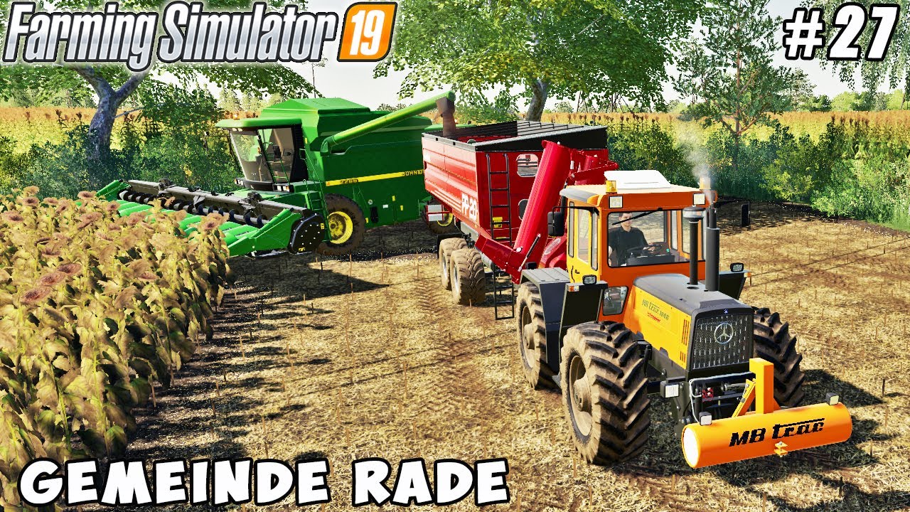Harvesting sunflower, spreading lime & manure, sowing wheat | Gemeinde Rade | FS 19 | Timelapse #27