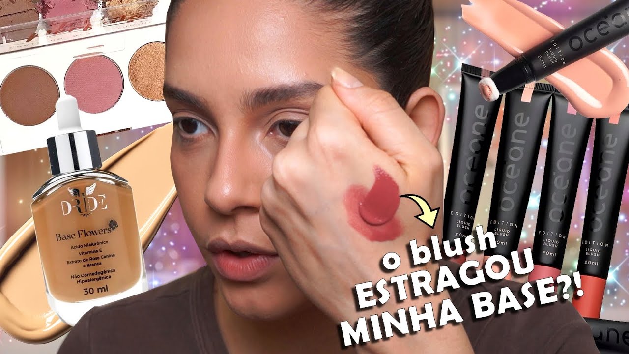 TESTEI RECEBIDOS DE MARCAS NACIONAIS!! BLUSH CUSHION DA OCÉANE, BASE FLOWERS da DRIDE, PALETA FACIAL