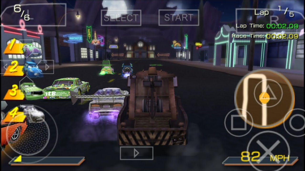 Custom Race in Radiator Springs use Mater Game Cars PPSSPP