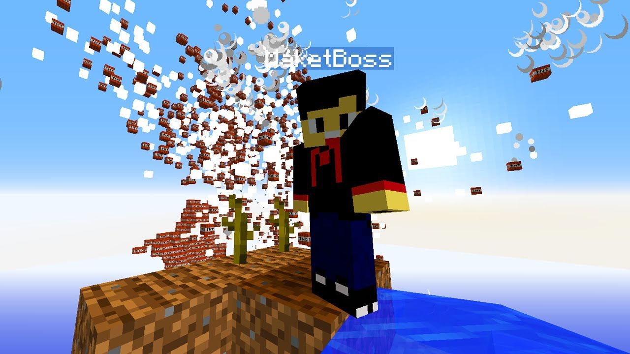 Replacing his entire Minecraft skyblock island with tnt