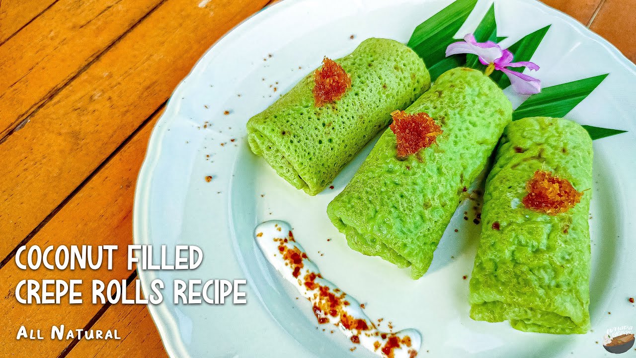 Coconut Filled Crepe Rolls Recipe | Indonesian Coconut Pancake | Dadar Gulung