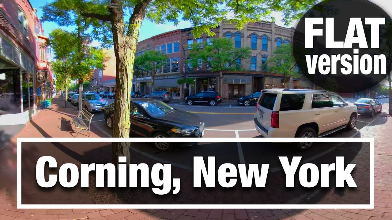 City Walks:  Corning, NY -Flat 2D- Virtual Treadmill Walking Tour