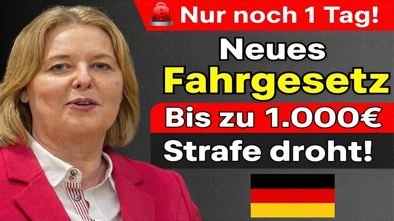 🚨 Nur noch 1 Tag! Neues Fahrgesetz – Bis zu 1.000€ Strafe droht!