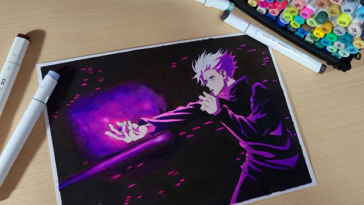Speed Drawing Satoru Gojo usando o Vazio Roxo | JUJUTSU KAISEN