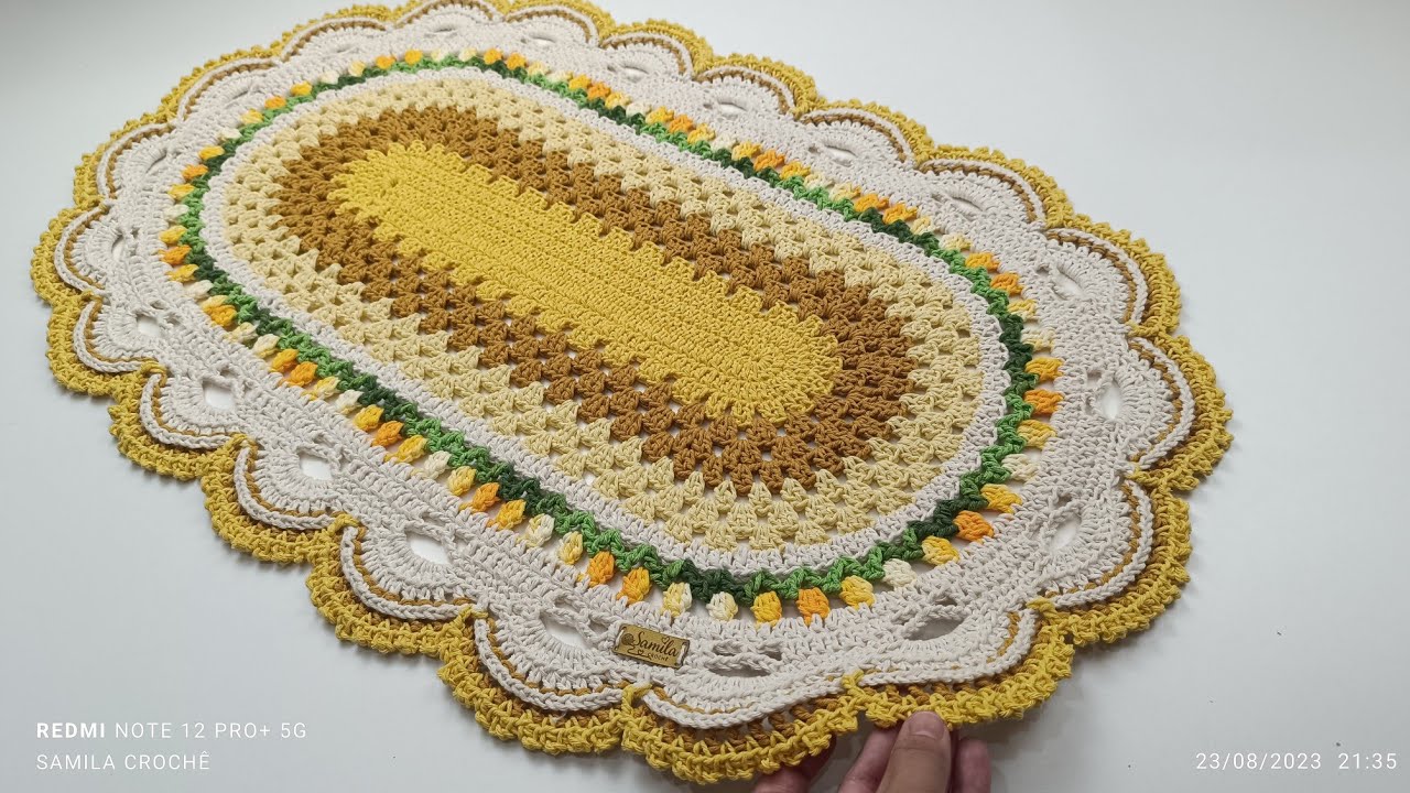TAPETE OVAL EM CROCHÊ LUXO FÁCIL ,passo a passo completo @samilacrochê #passoapasso #crochêfacil