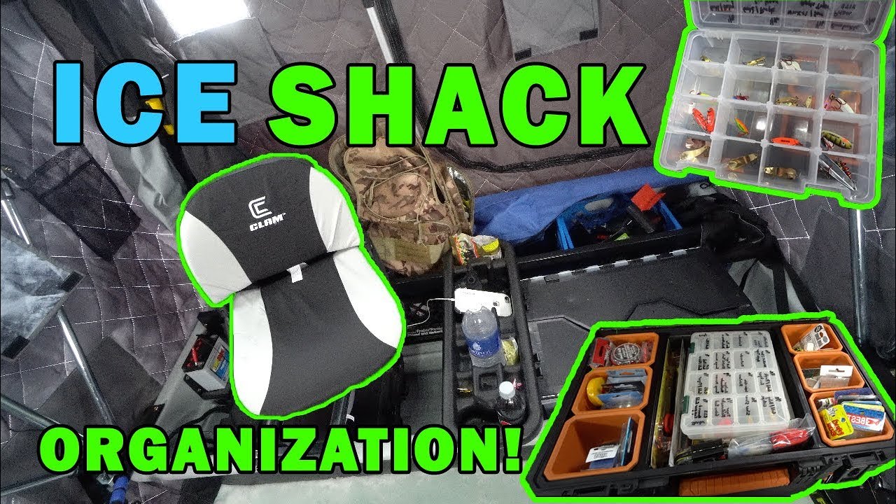 Ice Shack ORGANIZATION And TACKLE STORAGE! How To SETUP Inside Ice Shack