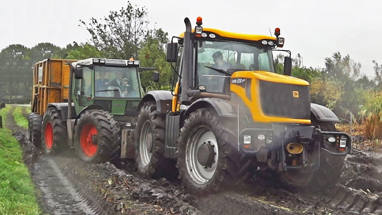 Mais Silage In The Mud | JCB Fastrac 8250 + Claas Xerion + FENDT Xylon | Modderen