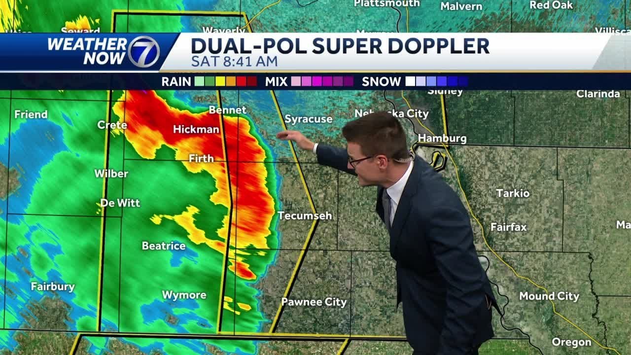 Severe storms south of Omaha Saturday morning