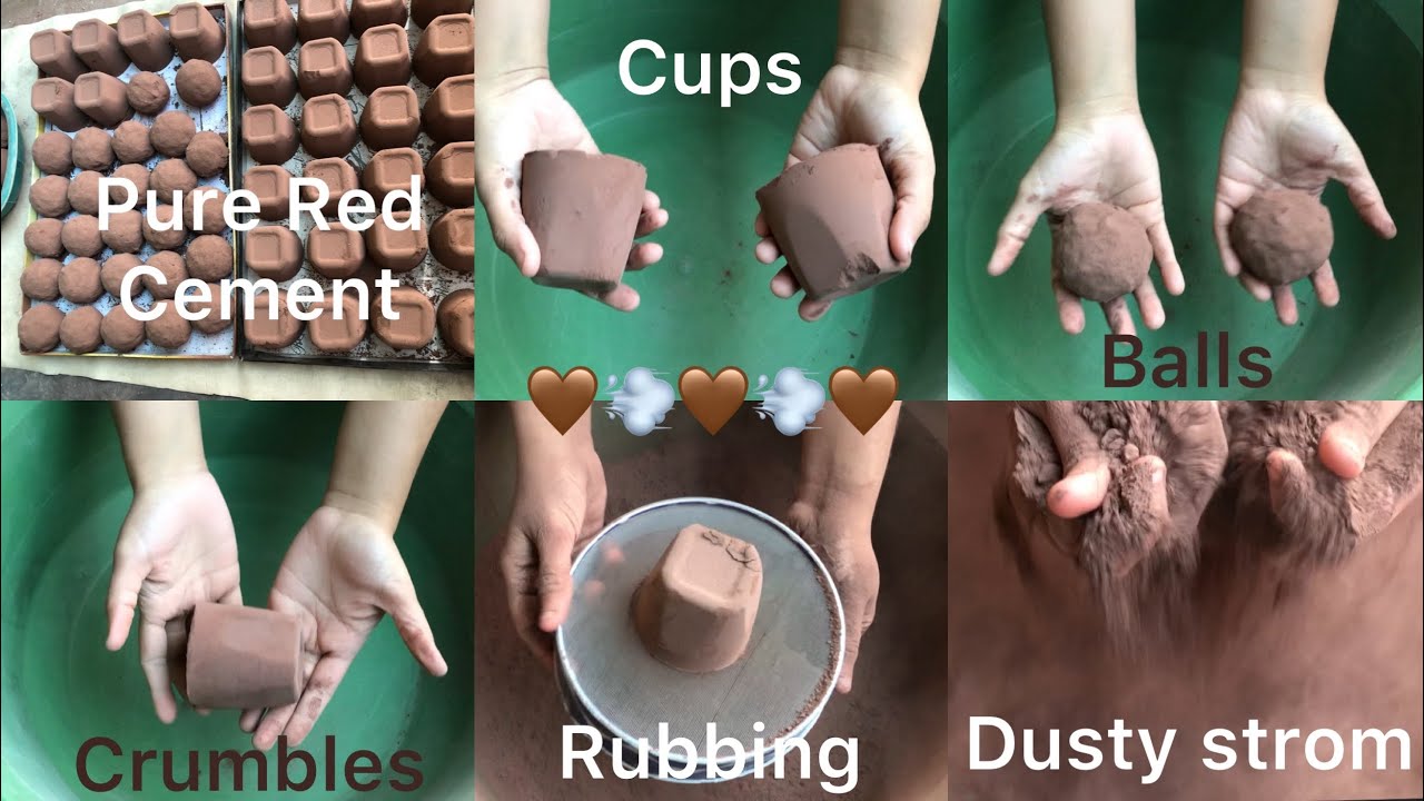 #ASMR 134 #pureCement Pure Cement Series (part 6) Pure Red Cement Crumbling In Tub Lots Of Dust ❤️💨