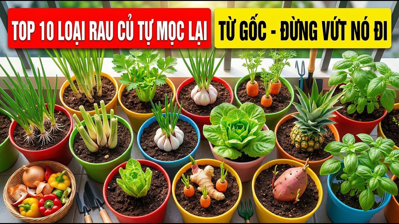 Top 10 Loại Rau Củ Tự Mọc Lại Từ Gốc - Đừng Vứt Nó Đi