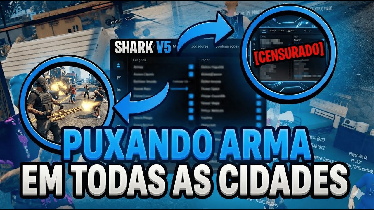 🔥 SAIU! SHARK V5 ATUALIZADO - PUXANDO QUALQUER ARMA NO FIVEM! QUALQUE CIDADE