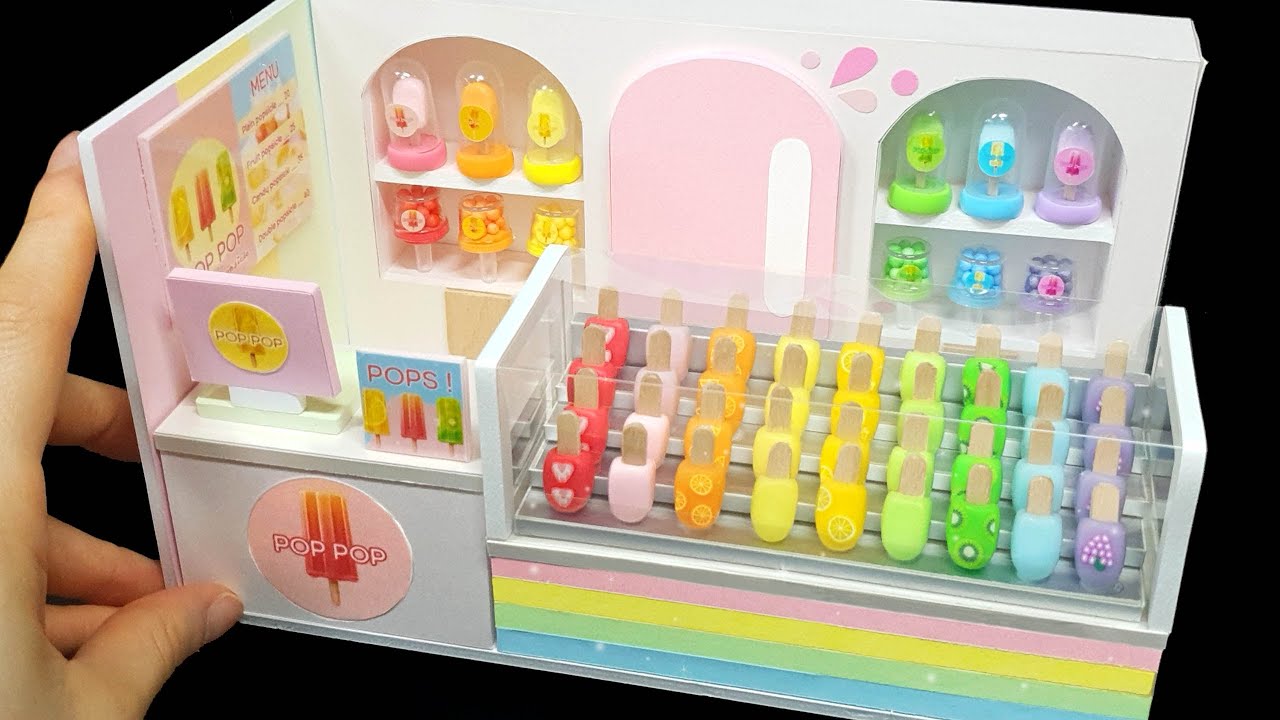 DIY Miniature Realistic shop # 31 -  Popsicle shop decor ! Pop Pop !