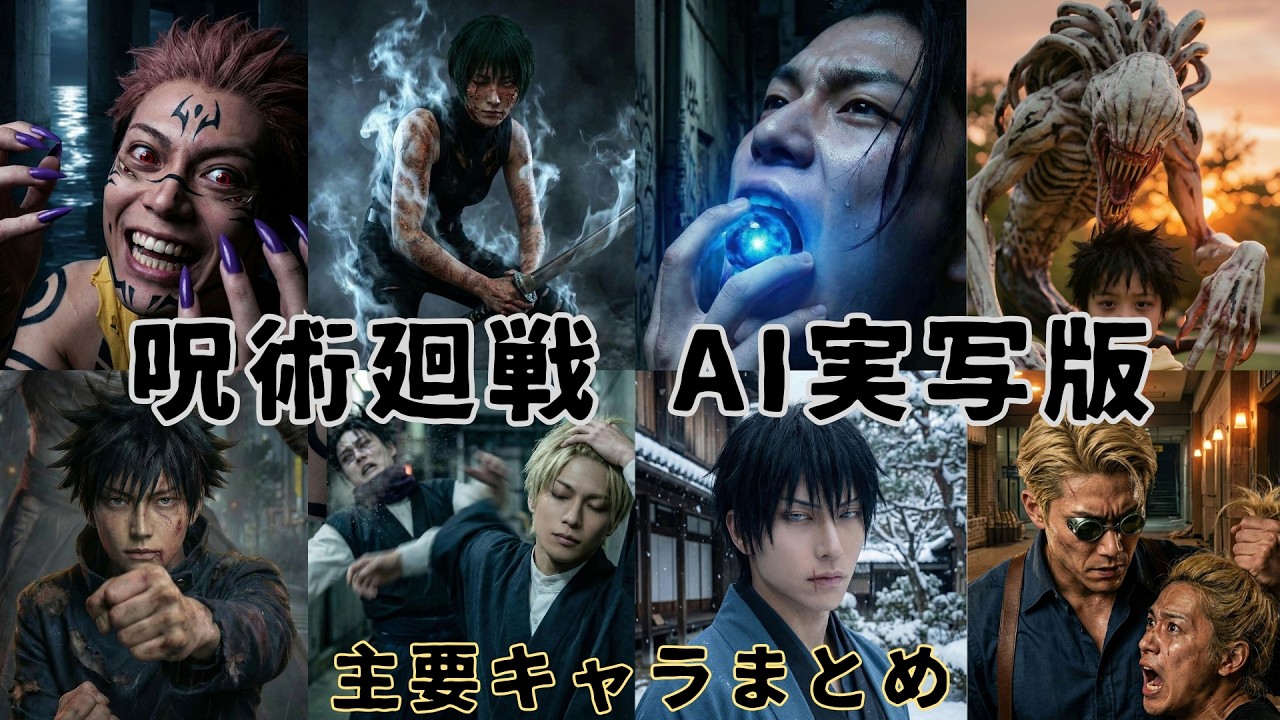 【呪術廻戦】AI実写版 主要キャラまとめ #anime #jujutsukaisen #ai