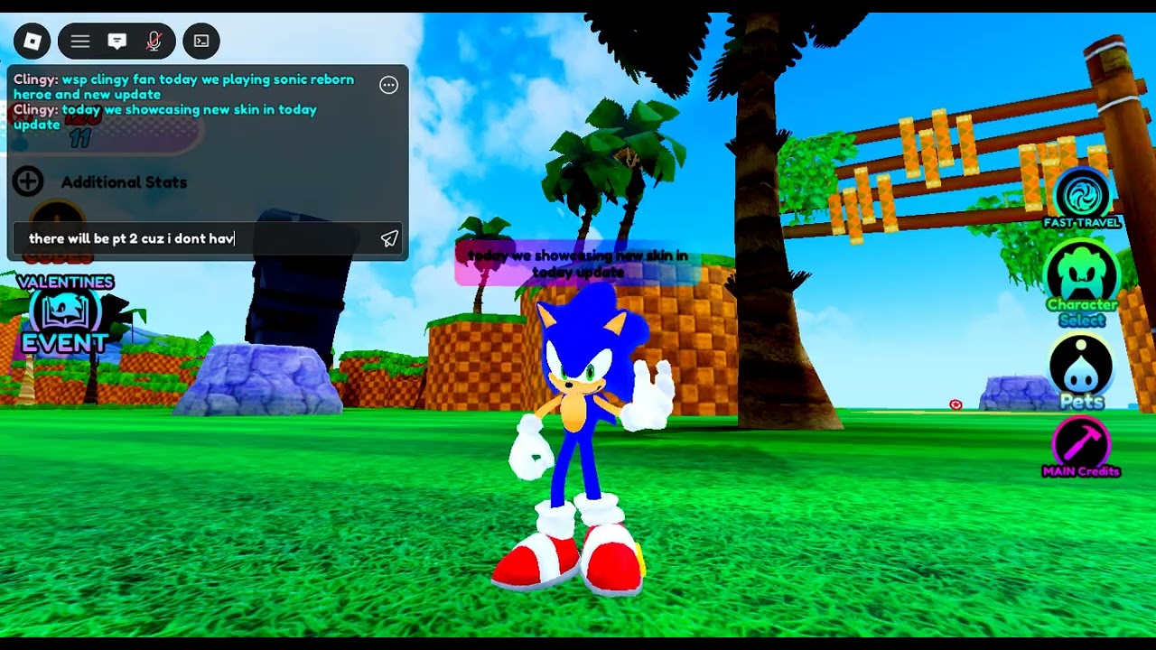 showcasing valentine skin in sonic reborn heroes on roblox