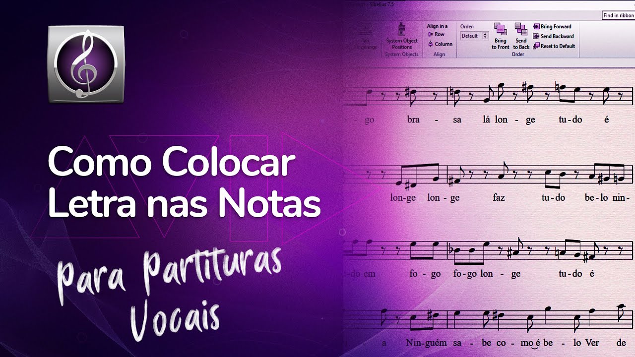 Sibelius Prático - Como colocar letras (música vocal) nas notas (How to add lyrics)