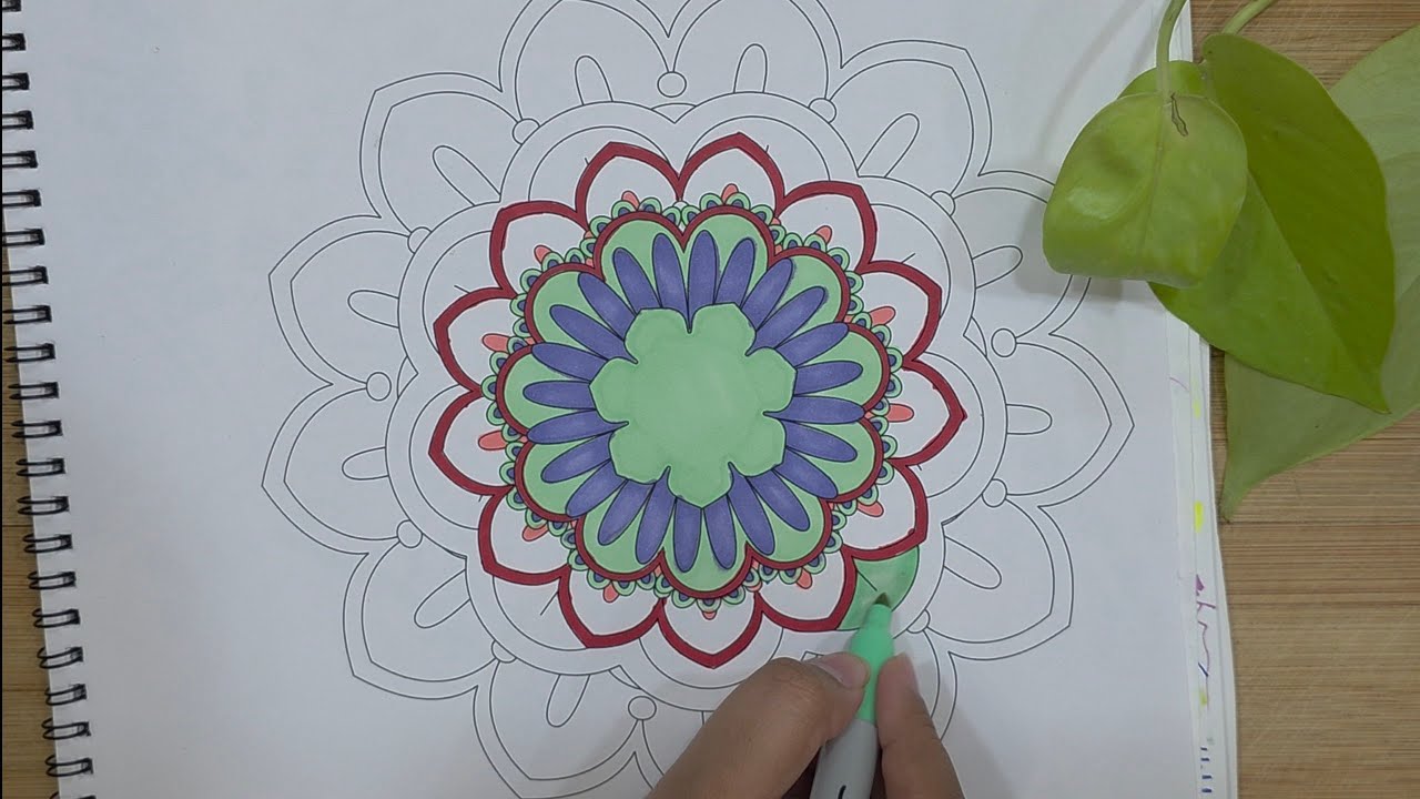 Satisfying Mandala Art: Relaxing Coloring Process with Markers| Calm & Creative Art Session 🎨 Part 1