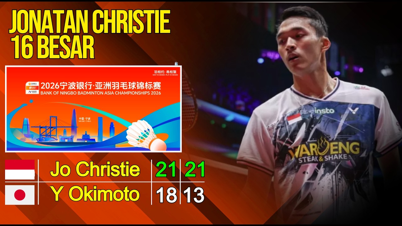 Jonatan Christie vs Yudai Okimoto (Jpn) R16 BAC 2026 | Live Badminton Reaction + Score